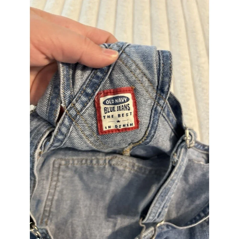 Vintage Old Navy Baby Denim Overalls Shortalls 4T Blue Jeans family Photo Retro